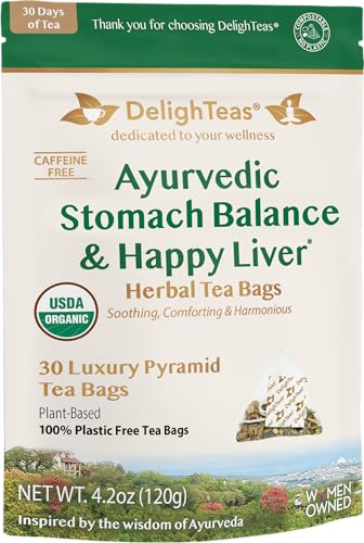 DelighTeas Ayurvedic Herbal Stomach & Liver Tea Bags | Eco-Friendly,
