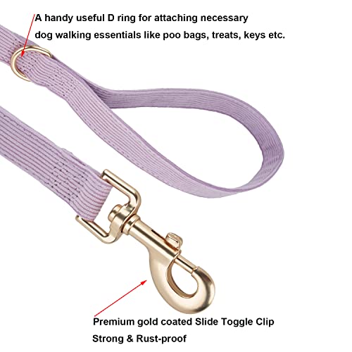 YUDOTE Hundehalsband und Leine Set Klein, Weiche Reizfreie Cord-Halsband-Leine Passende Combo für Den Täglichen Spaziergang, Lila