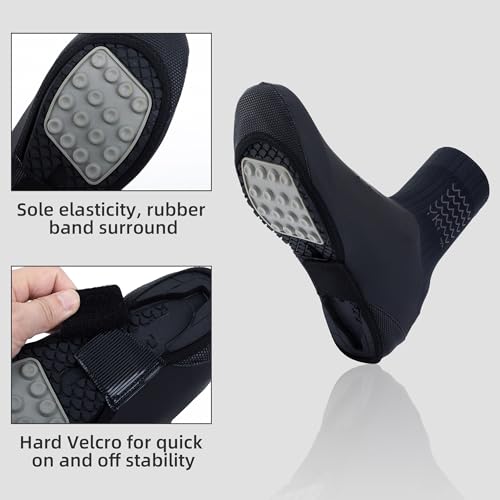 YKYWBIKE Cycling Shoe Covers - Waterproof Bike Shoe Covers Bicycle Shoes Covers Bicycle Overshoes for Mountain Road Bike Shoes Black - Thumbnail 3