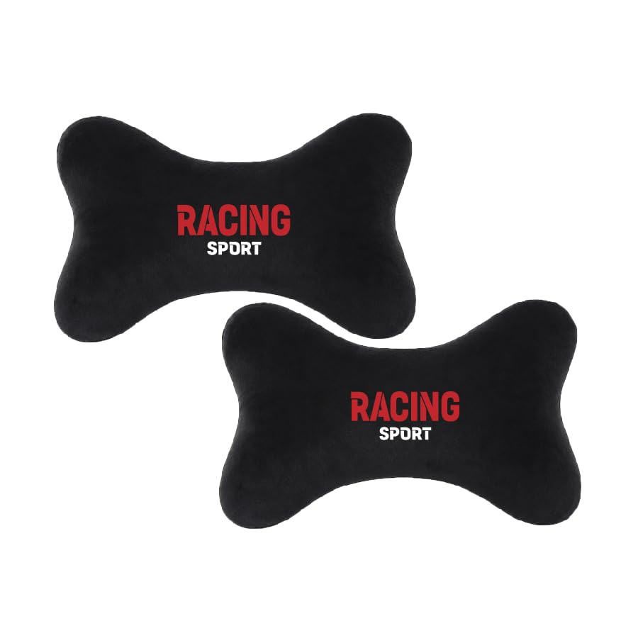Raccing Sports Car Neck Rest Pillow Cushion Set Headrest Pain Relief Support with Adjustable Cotton for All Cars, Home and Office Chair Seat Pack of 2-image-43