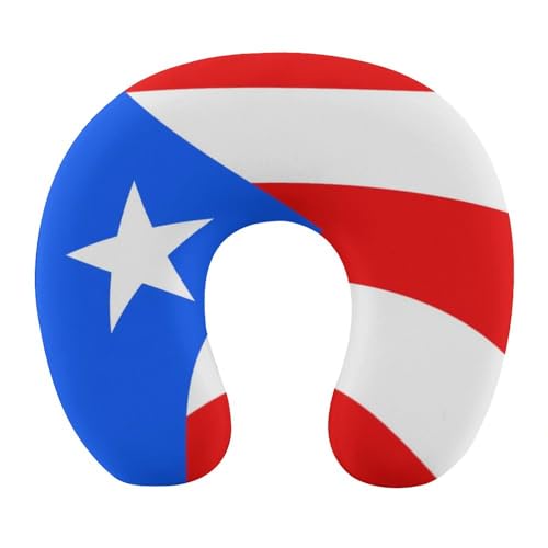 Puerto Rico Flag Travel Pillow U Shaped Head and Neck Support Cushion Soft Headrest Pillows for Car Airplane Train, fdgvjjd435