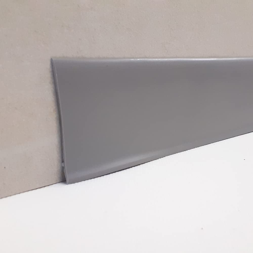 Rodapié suave autoadhesivo de PVC de alta calidad de MadeInNature®/ Blanco, Gris Claro, Gris Oscuro, Negro, Altura 60 mm o 120 mm/Longitud a elegir (Altura 60 mm x 15 m, Gris Oscuro)