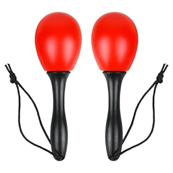 A-Star kleines Eier-Maraca-Paar aus Kunststoff 12 cm Shaker-Rassel Percussion-Rhythmusinstrument Rot