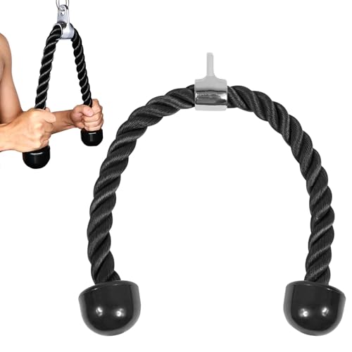 HIUOUIH Cuerda Triceps Biceps Cuerdas Triceps Nylon Cuerda Triceps Polea Tracción con Mango Equipos de Entrenamiento de Tríceps para Aparatos Fitness en Casa, Negro HIUOUIH Cuerda Triceps Biceps Cuerdas Triceps Nylon Cuerda Triceps Polea Tracción con Mango Equipos de Entrenamiento de Tríceps para Aparatos Fitness en Casa, Negro