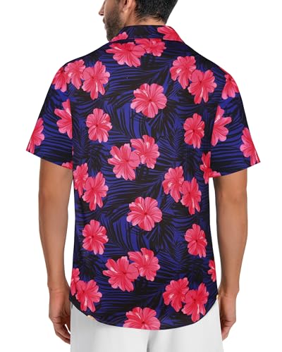 Image of Men Hawaiian Shirt Short Sleeve Summer Beach Button Down Shirts with Pocket