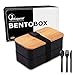 Bugucat Lunchbox 1200ML, Bento Box Brotzeitbox Brotdose mit 2 Fächern und 3 Teiligem Besteck Set, Frühstücksbox für Mikrowellen Spülmaschinen, Brotbüchse für Kinder Erwachsene
