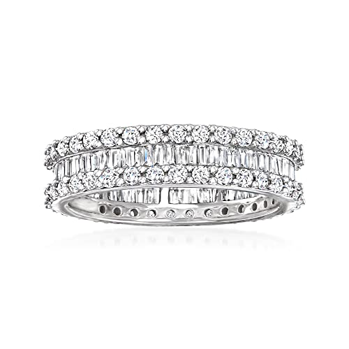 Ross-Simons 1.50 ct. t.w. Baguette and Round Diamond Eternity Band in 14kt White Gold
