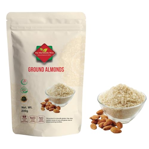 Ground Almonds ( 200g / 7.05oz ) | Gluten-Free and Vegan | Best for Healthy Cooking Baking Smoothies Paleo and Keto Diets | Rich in Protein & Vitamins | Supplied in Reusable Zip Sealed Packaging