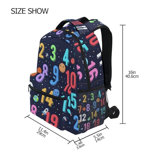 Colorful Numbers Cartoon Outer Space Backpack for Boys Girls, Kids Bookbag Laptop Tablet Travel School Bag with Name Tag3