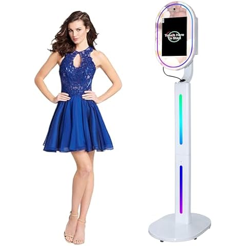 BZYETLP Mirror Photo Booth 13.3" Touch Screen Built-in 1600W HD Camera Portable Selfie Photo Booth Machine RGB Lights for Wedding Party Events Rental Trolley Flight Case (White, Mirror Photo Booth) Cover