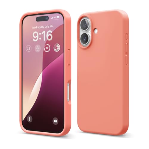 elago Compatible with iPhone 16 Case, Premium Liquid Silicone Case, Full Body Protective Cover, Shockproof, Slim Phone Case, Anti-Scratch Soft Microfiber Lining, 6.1 inch (Pomelo Pink)