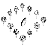 VAMA Oxidised Jewellery Nose Pin Without Piercing Press On Oxidized German Silver Nose Ring Stud For Women
