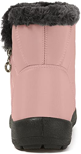 Image of Eagsouni Snow Boots Womens Winter Ankle Boots Ladies Warm Fur Lined Booties Thickening Shoes Zip Flat Sneakers Outdoor Booties