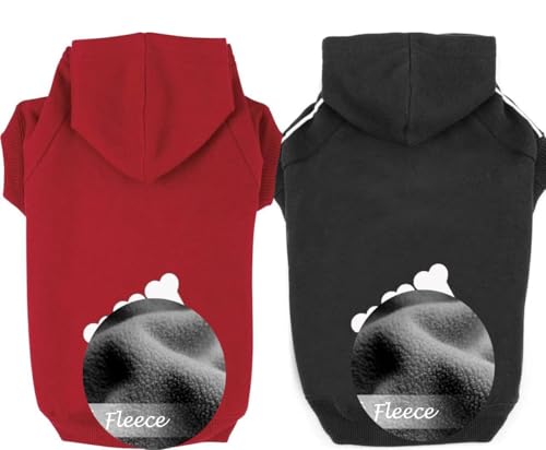 OWBB® 2 Stück Mittlerer Hund Kapuzenpullis Set, Hunde Hoodie warm,Bekleidung Fleece Sweater Hundepullover Baumwolljacke Shirt von XXL bis 9XL(Schwarz+Rot/4XL