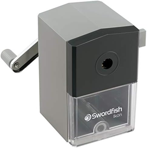 Swordfish Ikon Desktop Manual Pencil Sharpener with Replaceable Helical Blade and Auto Stop Function [40100]