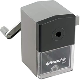 Swordfish Ikon Desktop Manual Pencil Sharpener with Replaceable Helical Blade and Auto Stop Function [40100]