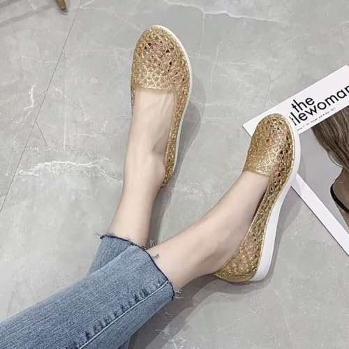 Image of Women's Jelly Sandals Ballet Shoes Slip On Flats Hollow Out Loafers