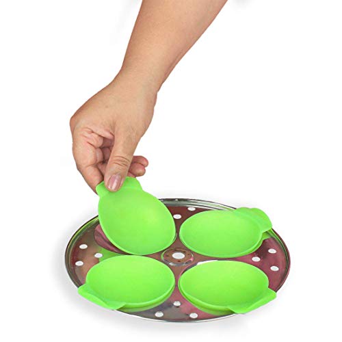 Image of Premium Healux Silicone Idli I Idly Maker - 8Pcs - Pack of 3 I Idli Liners Original, Green | Non -Stick | Perfect round shaped Idlis I Food Grade Silicone | BPA Free | Minimum Wastage of Batter | No greasing | Oven, Microwave & Dishwasher Safe (Pack of 3)