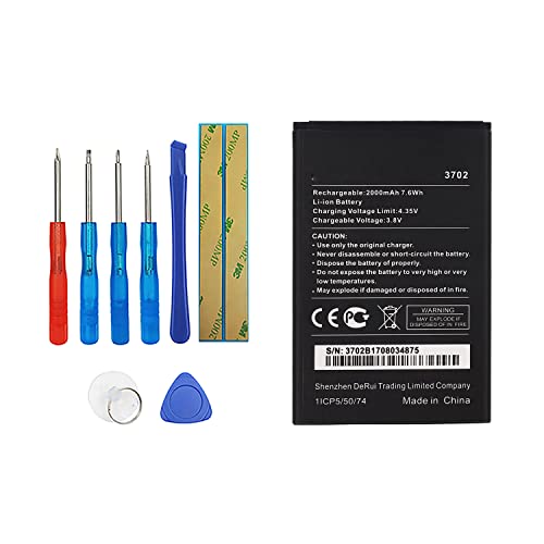 Vvsialeek WIKO 3702 Batterie compatible avec Wiko Lenny 1 Lenny 2 Lenny 3 Jerry avec kit d'outils 2000 mAh