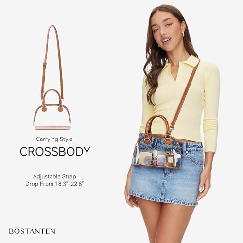 BOSTANTEN Clear Bag for Stadium Events Small Crossbody Purse Handbag with Top Handle for Concerts, Sports, Travel4