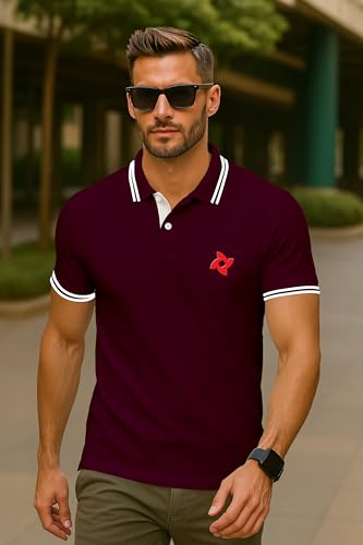 Image of Dagcros Classic Men's Polo T-Shirt with White Trim, Short Sleeve for Mens