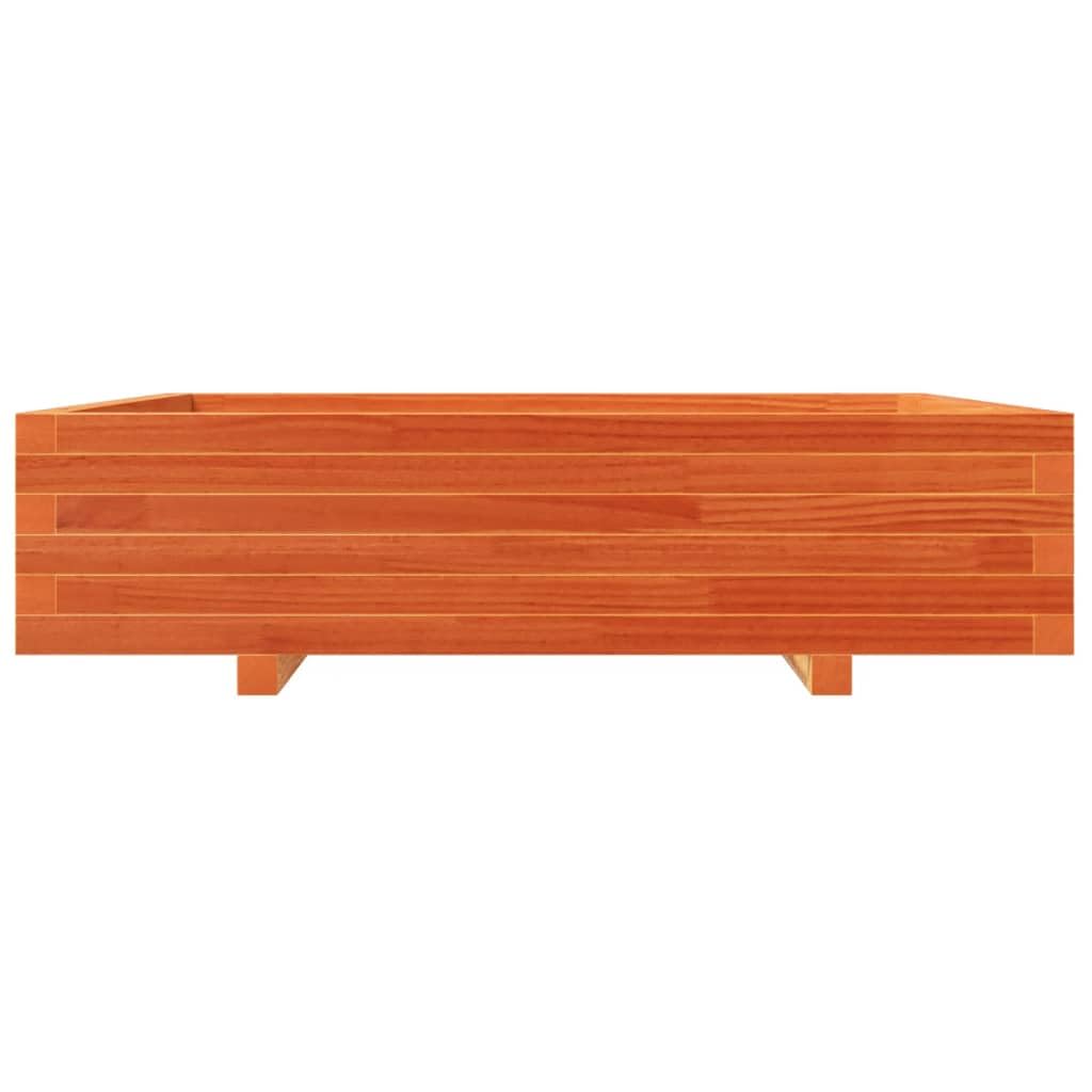 Sadzarka ogrodowa 100 x 100 x 26,5 cm z litego drewna sosnowego, brązowa doniczka na rośliny, warzywa, zioła aromatyczne, dekoracja zewnętrzna, wymagany montaż