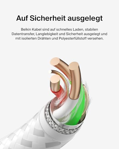 Belkin BoostCharge geflochtenes USB-C-Ladekabel, USB-C-/USB-Kabel, USB-Typ-C-Kabel für Geräte wie iPhone 16, iPhone 15, Samsung Galaxy S24… – Ansicht 5