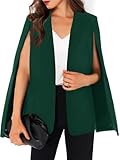 GAMISOTE Womens Cape Blazer Split Sleeve Open Front Casual Jacket Coat Workwear Green
