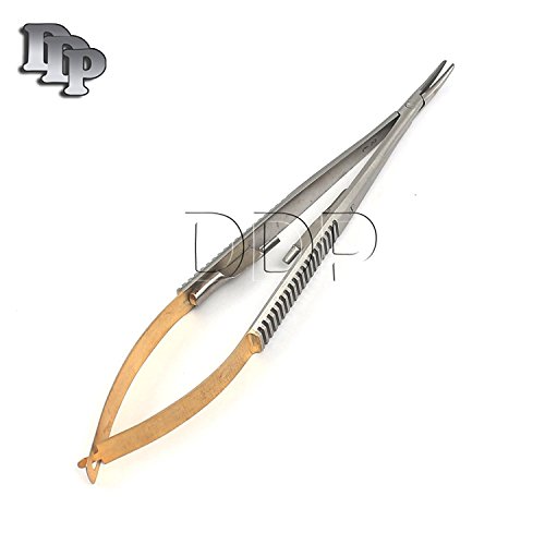 DDP CASTROVIEJO Needle Holder 5.75 Curved Serrated Tungsten Carbide W/Lock Flat Handle