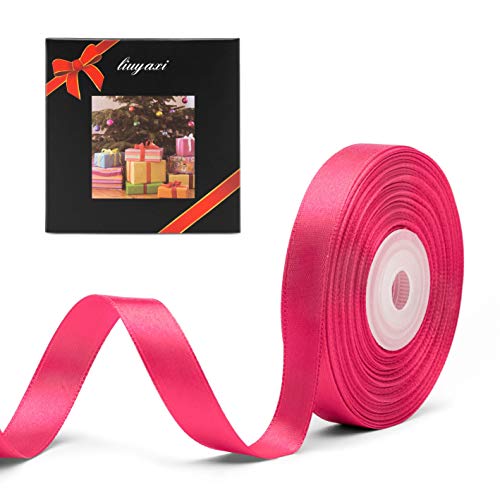 Image of Solid Color Double Faced Hot Pink Satin Ribbon 1 /2 inch X 25 Yards, Ribbons Perfect for Crafts, Wedding Decor, Bow Making, Sewing, Gift Package Wrapping and More