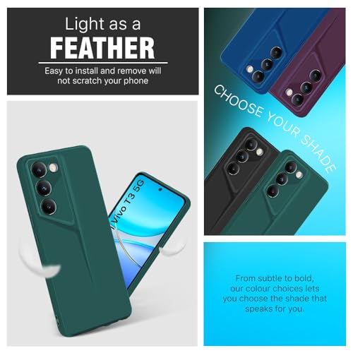 Image of WOW IMAGINE Slim Back Cover for Vivo Y200e 5G | Vivo T3 5G | Blade Series Ultra Thin Case with Lightweight Design | Camera Protection | Soft Matte Silicone Flexible Mobile Case - Green