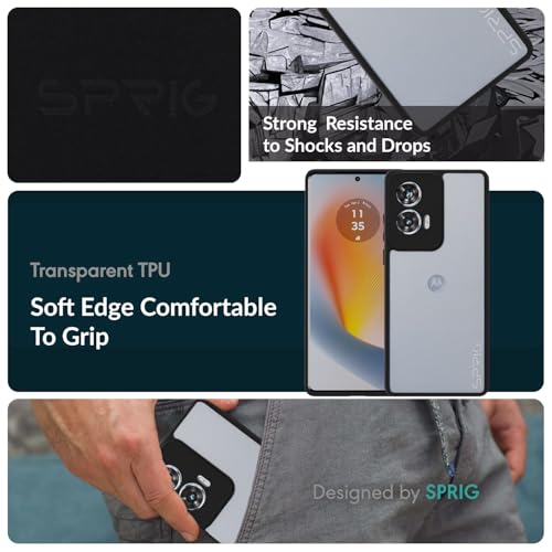 Image of SPRIG Compatible with Moto G96 EdgeTone Back Cover Drop Tested Shock Proof Mobile Case for Men, Women, Boys and Girls with Camera Protection (Black Transparent)