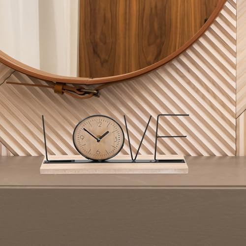 Reloj de escritorio clásico de madera y metal para decorar estanterías pack de 2 7