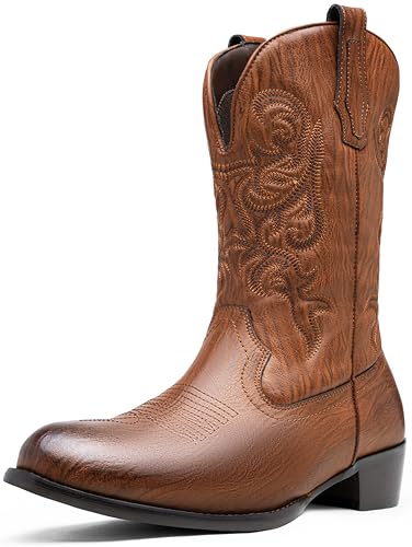 Image of Jousen Cowboy Boots for Men Round Toe Side Zipper