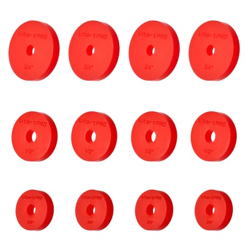 LitartPRO Silicone Assorted Tap Washers 12 Pack Fits 3/8 1/2 3/4 Taps for Faucet Repair and Replacement Red