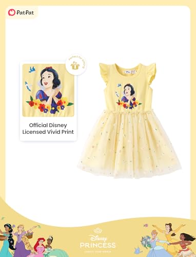 Image of Disney Princess Frozen Elsa Minnie Stitch Toddler Girl Tulle Tutu Dress Ruffle Sleeve Mesh Summer Birthday Party Clothes 2-9Y