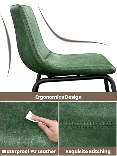 Image of 30in Bar Stools Counter Height Chairs Set of 2 Metal Legs (Green)