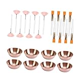 Generic Facial Bowls Kit Complete with Mixing Bowls Face Brushes Cosmetic Applicators And DIY Facemask Tools for Simple Application Home Spa Professional, Golden brush