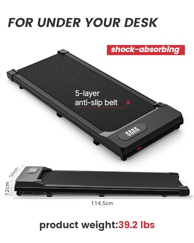 Dskeuzeew Laufband Walking Pad Band - 2.5 PS Laufband für Zuhause bis 120kg Schreibtisch Laufband, Elektrisch Tragbar Gehband mit LED-Anzeige Fernbedienung, Treadmill für Zuhause und Büro – Bild 6