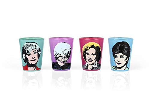 JUST FUNKY Golden Girls Character Shot Glasses - Unique Collectible 4-Piece 2oz Glass Set - Perfect for Game Night, Bachelor/Bachelorette Party Favor, College Graduation - Funny Birthday, Mom