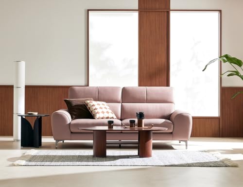 Image of Fabrique Sassy Leatherette 3 Seater Sofa Set with Puffy Luxury Light Pink with Moveable Headrest | Stylish Home Office & Living Room Furniture | Lightweight Design with Durable Stainless Steel Legs