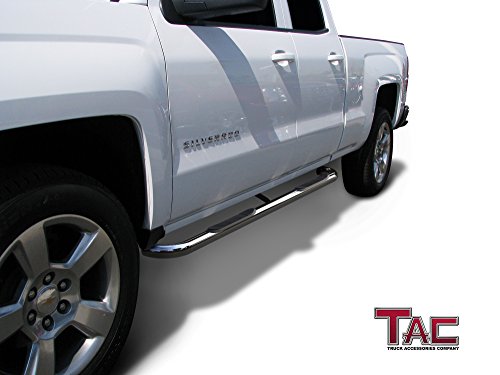 Tac Side Steps Fit Chevy Silverado/Gmc Sierra 1999-2018 1500 & 1999-2019 2500/3500 Extended/Double Cab (Exclude C/K Classic) 3" Stainless Steel Side Bars Nerf Bars Step Rails Running Boards 2 Pieces #TOP1