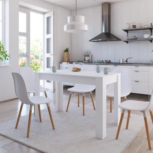 Homgoday Mesa de Comedor de Madera de ingeniería Blanco 120x60x76 cm Mesa de Bar, Mesa de Desayuno Muebles Altas Comedor Mesa Alta Mesa de Cocina