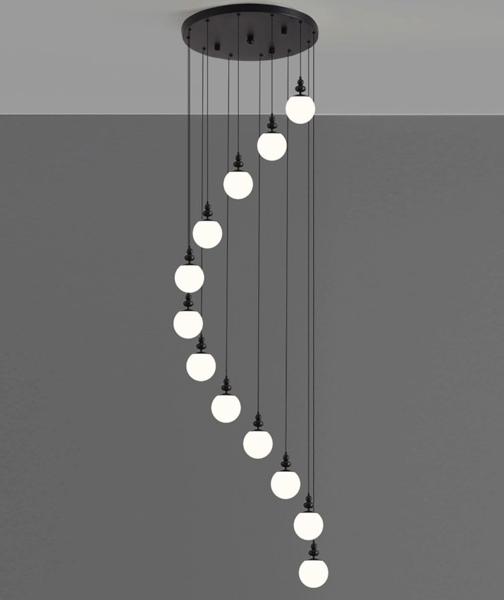 Suspension minimaliste 18 boules MOCHAMIK éclairage variable salon