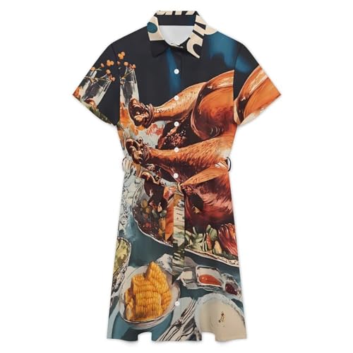 Vestido camisero midi de mujer holgado para evitar calor en las cenas de Acción de Gracias 4