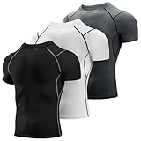 Niksa Men's Compression Shirts 2 Pack, Short Sleeve Athletic Compression Tops Cool Dry Workout T Shirt