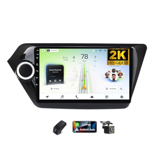 CarPlay y Android Auto inalámbrico en radio Kia Rio 3 4 con sonido DSP y pantalla 2K