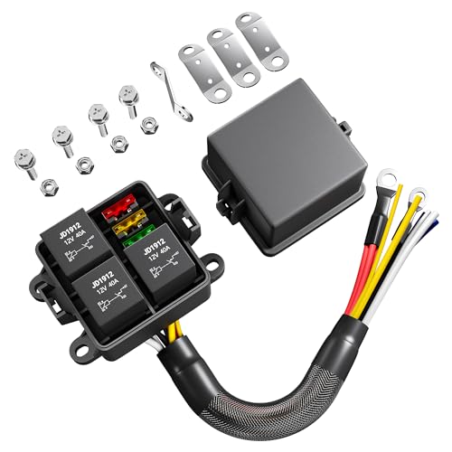 DaierTek 12V 3 Way Waterproof Relay Box Pre-Wired Fuse and Relay Box 3x4 Pin 40A Relay and 3 ATC/ATO Blade Fuse for Automotive Cars Truck Boat Upgrade