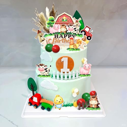 Decoración de pastel de cerdo y vaca JeVenis para tarta de cumpleaños 3