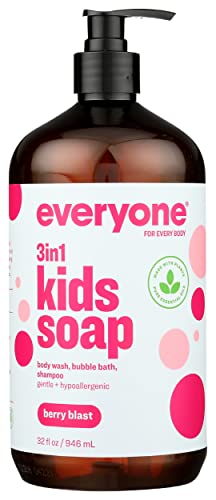 Image of Everyone 3-In-1 Berry Blast Scent Gentle And Hypoallergenic Kids Soap, Gluten Free, 32 Fluid Ounce (Pack Of 1)